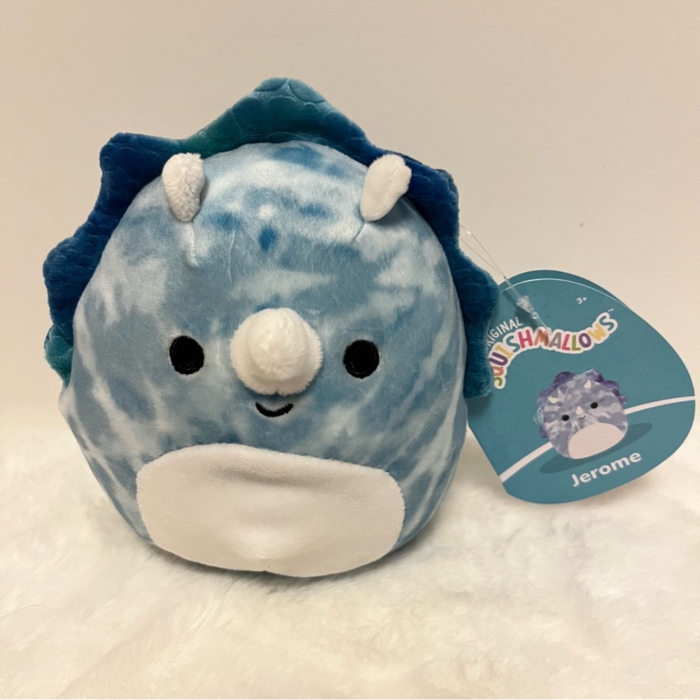 Squishmallow Jerome Triceratops, Blue Tie Dye Dinosaur 🦖, 5” New